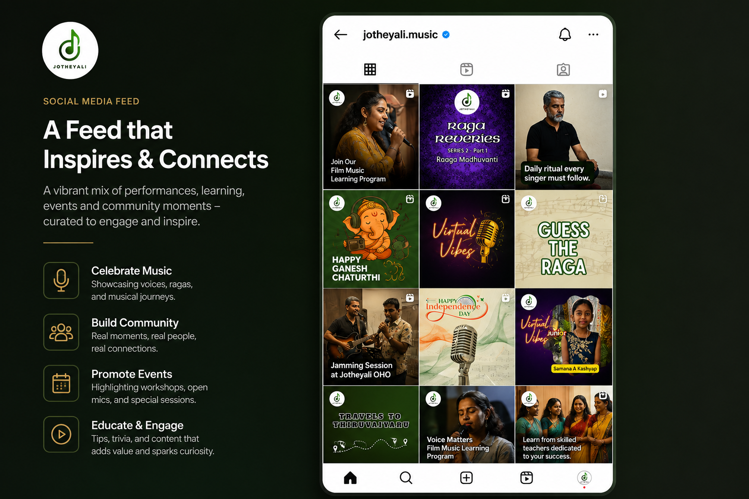 Jotheyali Instagram feed — performances, learning, events and community