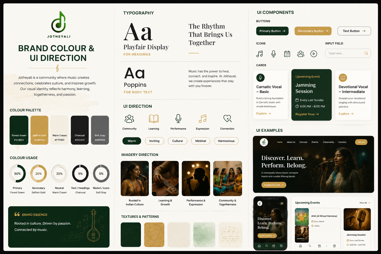 Jotheyali brand colour and UI direction board